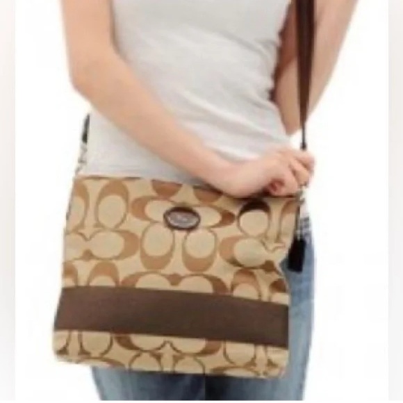 Coach Tan and Brown Crossbody Bag with Signature Monogram - Picture 7 of 8